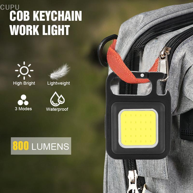 [CU] COB Led Luz Camping Alta Potência Tipo-C Lanternas Recarregáveis Tocha Mini Lanterna Holofote Chaveiro De Trabalho
