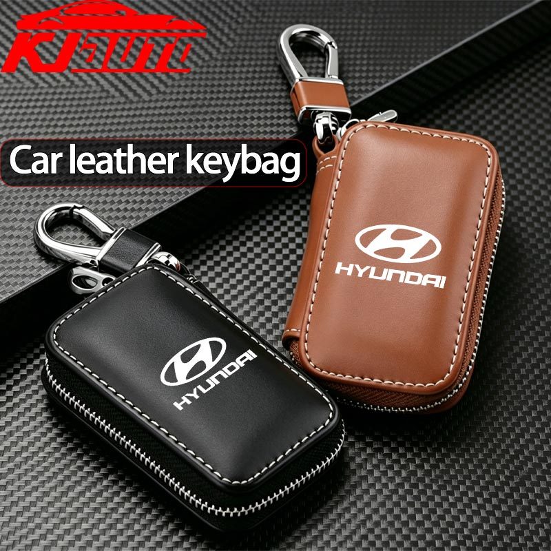 Capa Protetora Para Chave De Carro De Couro Hyundai Com Chaveiro Accent Creta SantaFe Kona Tucson Stargezer Grand i10 i2