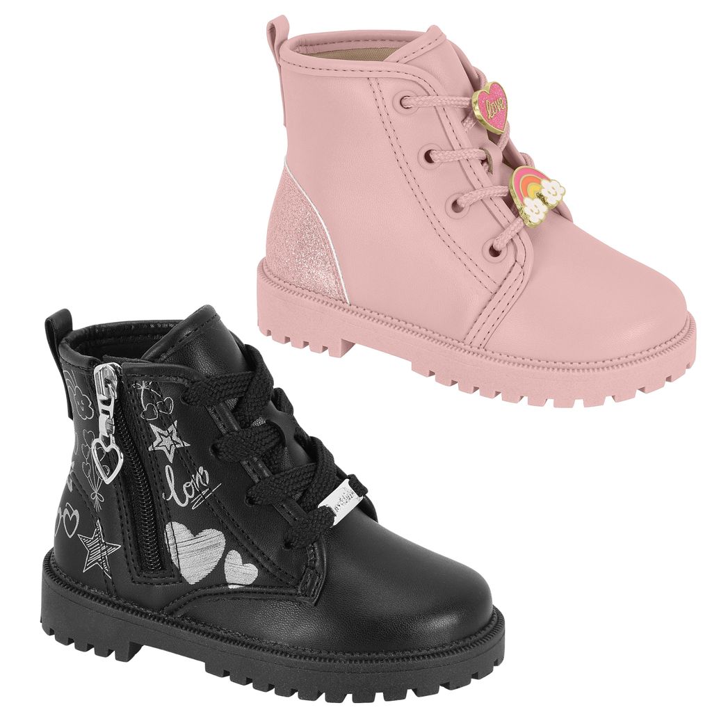 Bota Infantil Molekinha Bebe Menina Coturno com Cadarço Ref:.2126