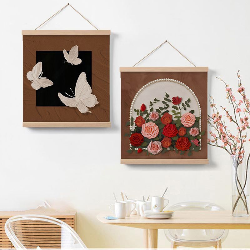 Creme francês decoração da sala de estar pintura rosa flor Retro Mural sofá fundo antigo parede pintura Premium