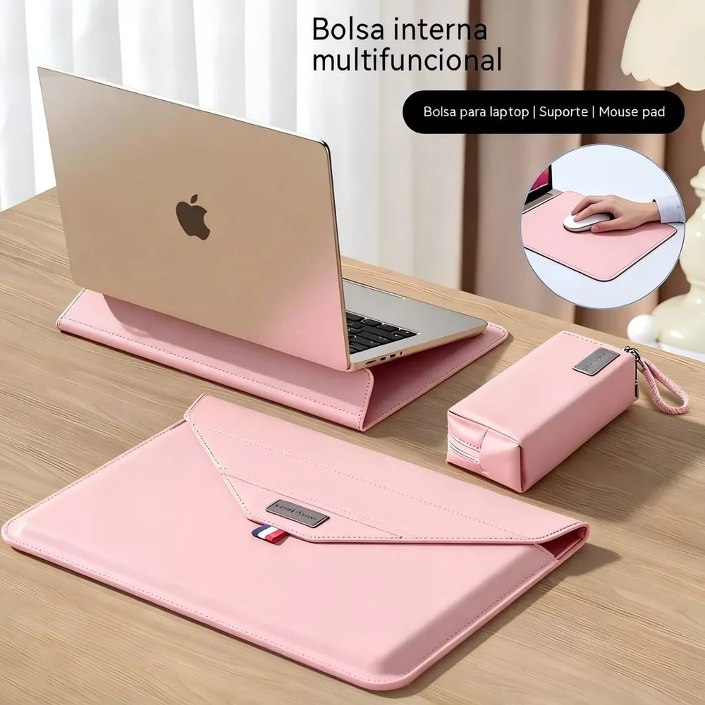 Mochila para notebook de alta qualidade, couro, 13 a 16 polegadas, com suporte e bolsa para carregador