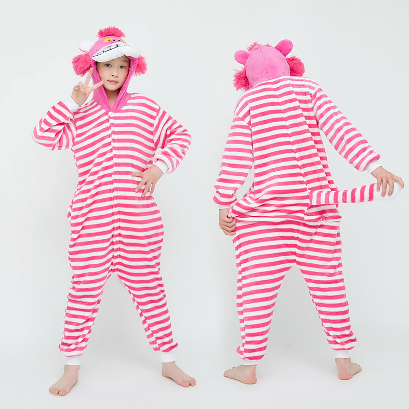 Pijama Infantil Cheshire Cat Onesie , Fantasia De Cosplay De Animal De Flanela Macia , Roupa De Dormir De Uma Peça Com C