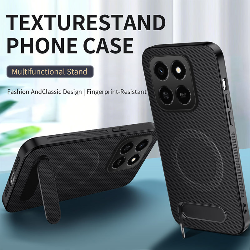 Padrão De Couro Magnético De Fibra De Carbono Adequado Para Honor X7d 400 Smart Phone Protective Case