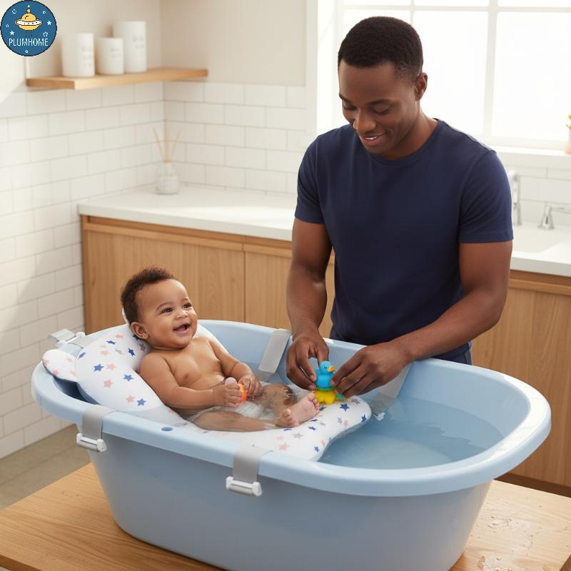 PLUMHOME Assento De Banho Do Bebê Suporte Esteira Infantil Antiderrapante Softfort Almofada Corpo Dobrável Banheira Cade