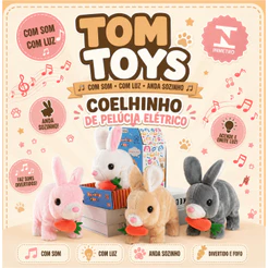 Brinquedo De Pelúcia Coelhinho Elétrico com LED MUSICAL Infantil Caminhar e Pular coelho da Páscoa