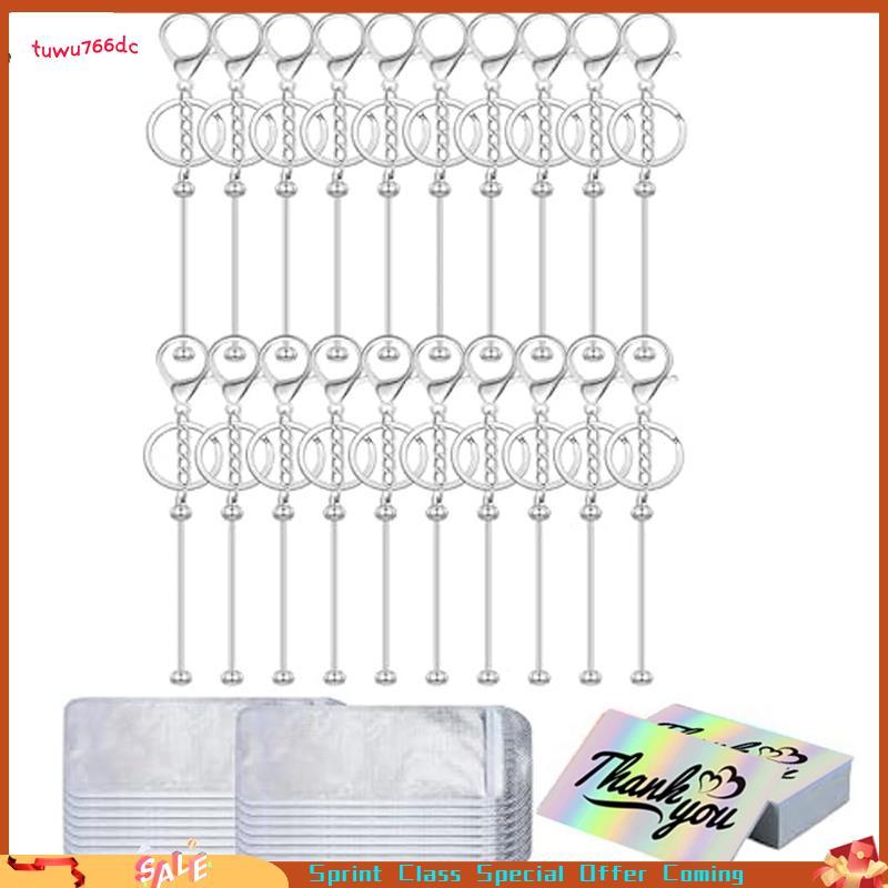 [Entrega Rápida BR] 60 Unidades De Barras De Chaveiro Com Miçangas Em Branco DIY Chaveiros Barra Para Contas Bolsa Cartõ