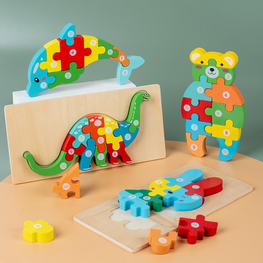 2026 Montessori Quebra-Cabeças De Madeira Para Crianças Brinquedos 2 Anos Dinossauro Puzzles Brinquedo Presente