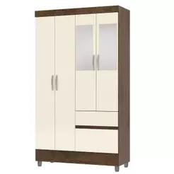Guarda Roupa Solteiro 103cm Com Espelho Mayra Imbuia/Champanhe V02 - Mpozenato