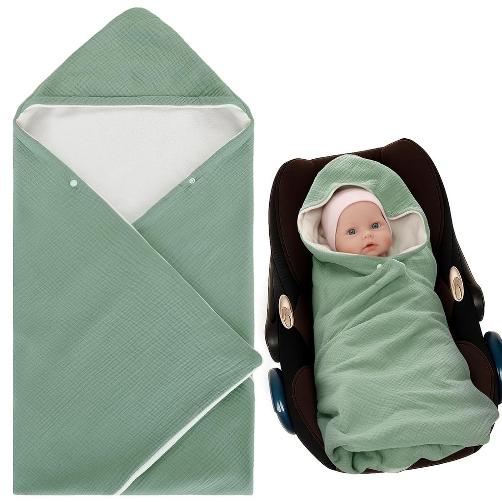 Manta de Algodão Muslin Macia para Bebê, Cobertor de Inverno para Cadeira de Carro, Manta Envolvente para Bebê, Capa par