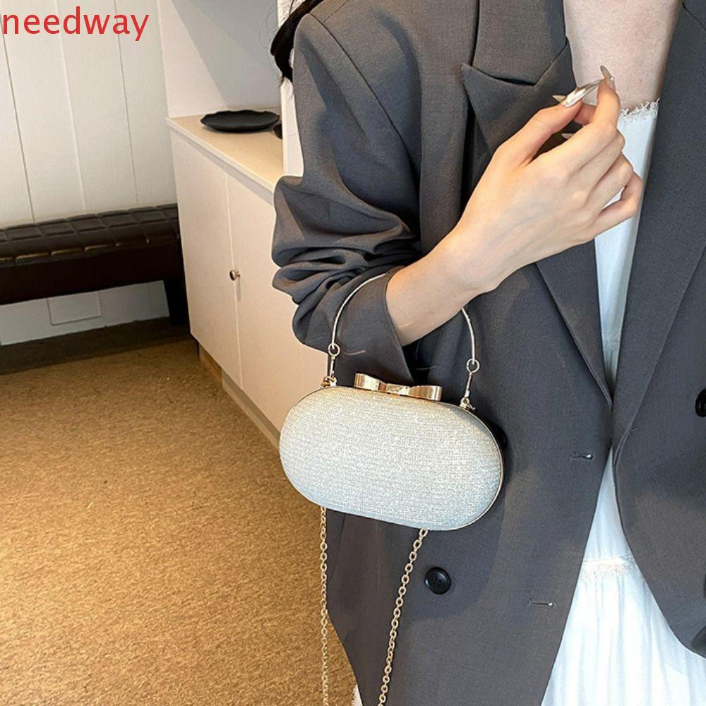NEEDWAYB Bolsa Para Banquete Noturno , Com Caixa De Glitter Fivela De Arco Crossbody De Strass Clutch Feminina