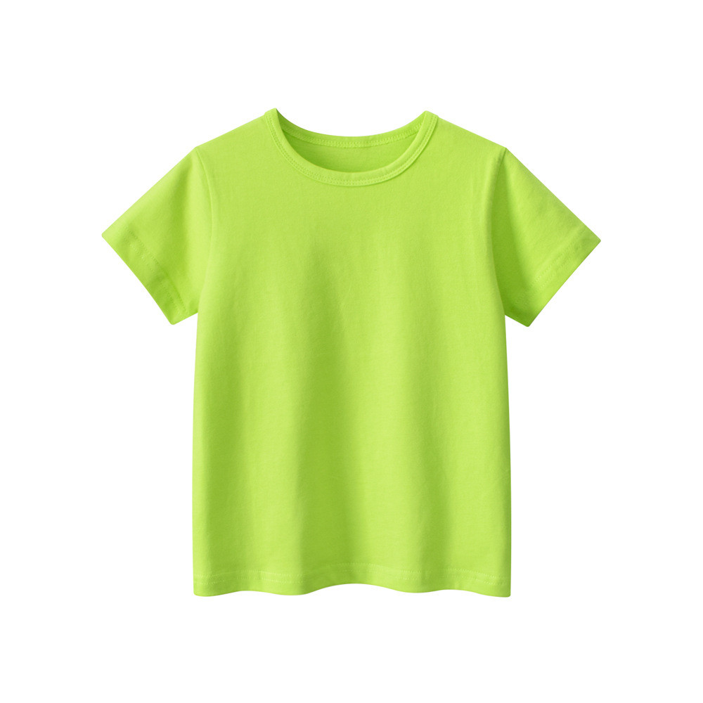 27 crianças puro algodão estilo fino crianças camiseta de manga curta meninos verão cor sólida em torno do pescoço terno