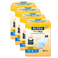 Kit 4 Fralda Bigfral Derma Plus M 8 Unidades