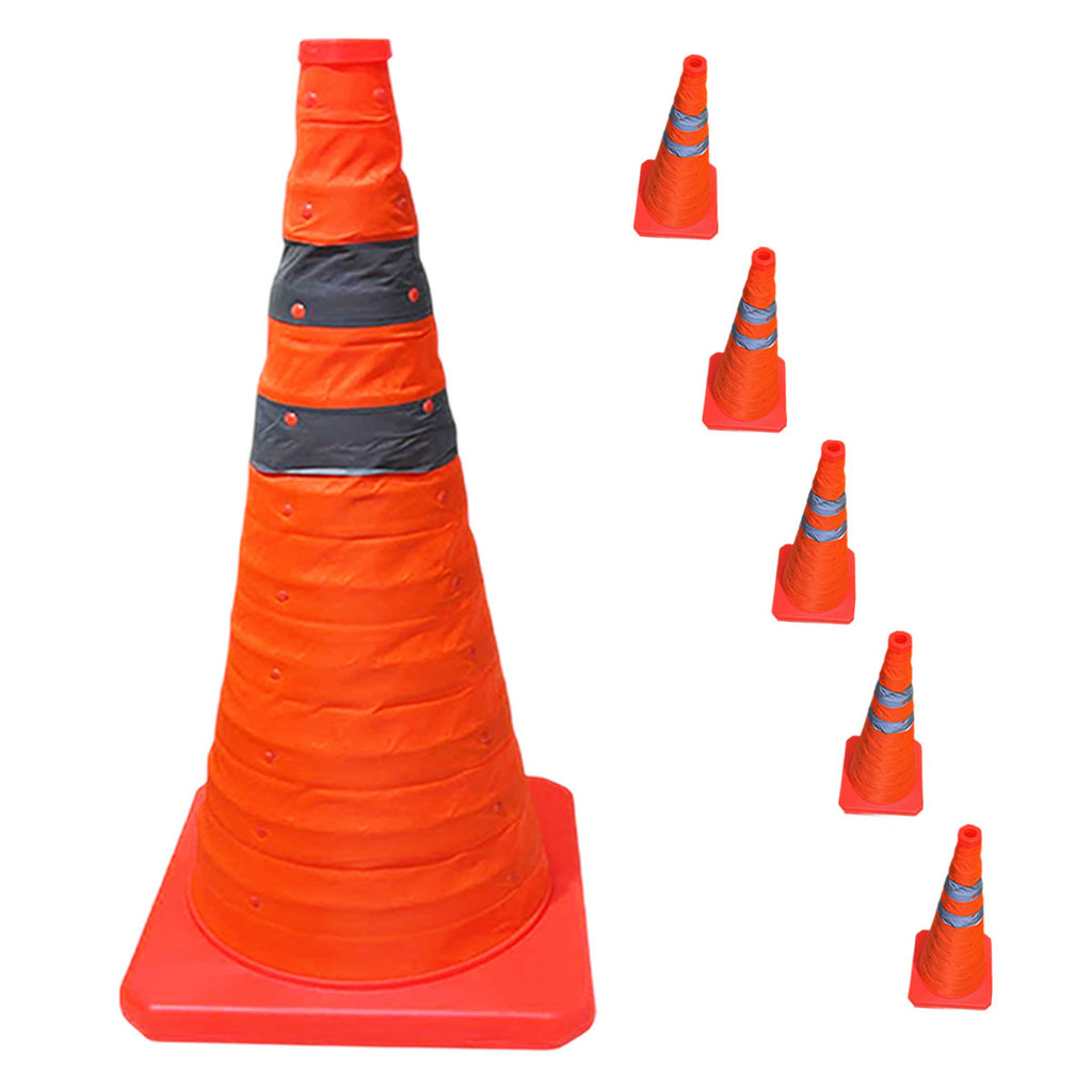 Cone Obra Kit 5 Uni Retratil Segurança Estrada Sinalizador Portatil Viario Dobravel Pratico Balizador Rodovia Guarda