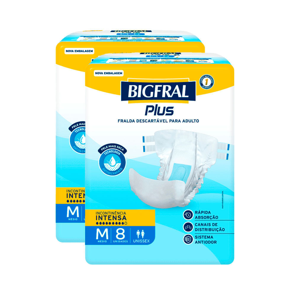Kit 2 Fralda Bigfral Plus M 8 Unidades