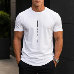 Camisetas JESUS Masculinas Premium, Camisa Adulto, 100% Algodão - Camiseta religiosa