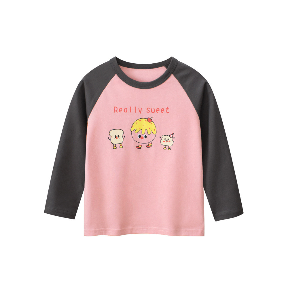 27home Puro Algodão Versão Coreana Roupas Infantis Meninas Crianças Camiseta de Manga Comprida Mangas Raglan 2026 Primav