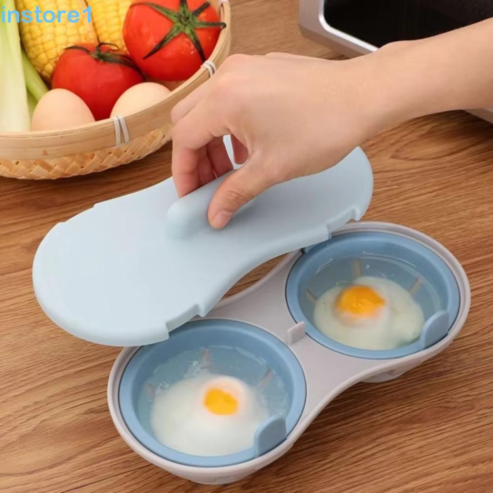 INSTORE Fogão De Ovos De Micro-Ondas De Cozinha , 2 Peças , Caçador Plástico Com 1/2 Cavidade , Cesta De Filtro , Vapori