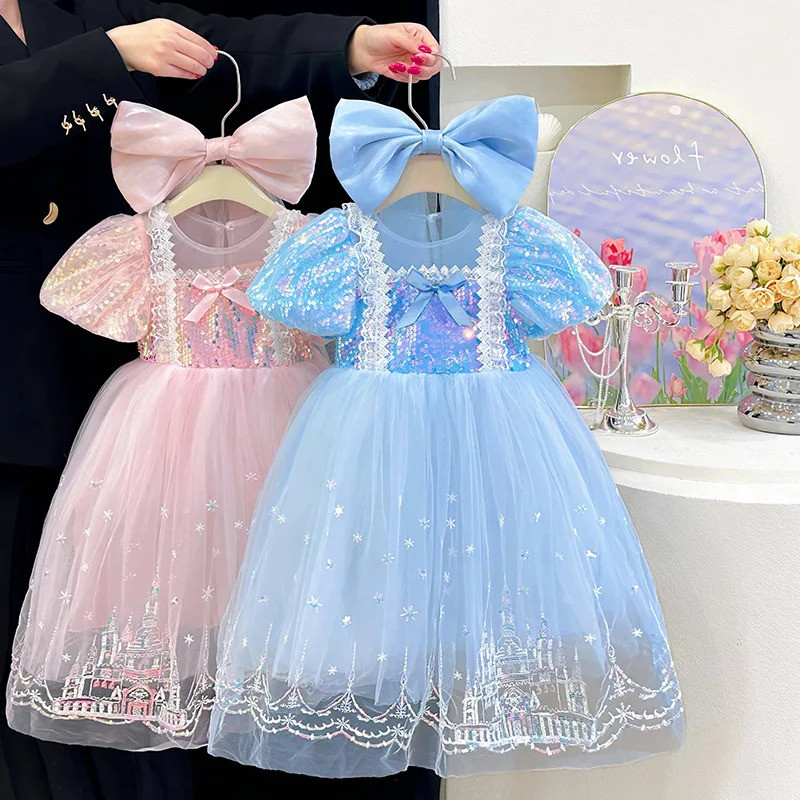 Brilhante Criança Meninas Princesa Elsa Aurora Festa De Aniversário Cosplay Halloween Vestido De Páscoa Rainha Da Neve