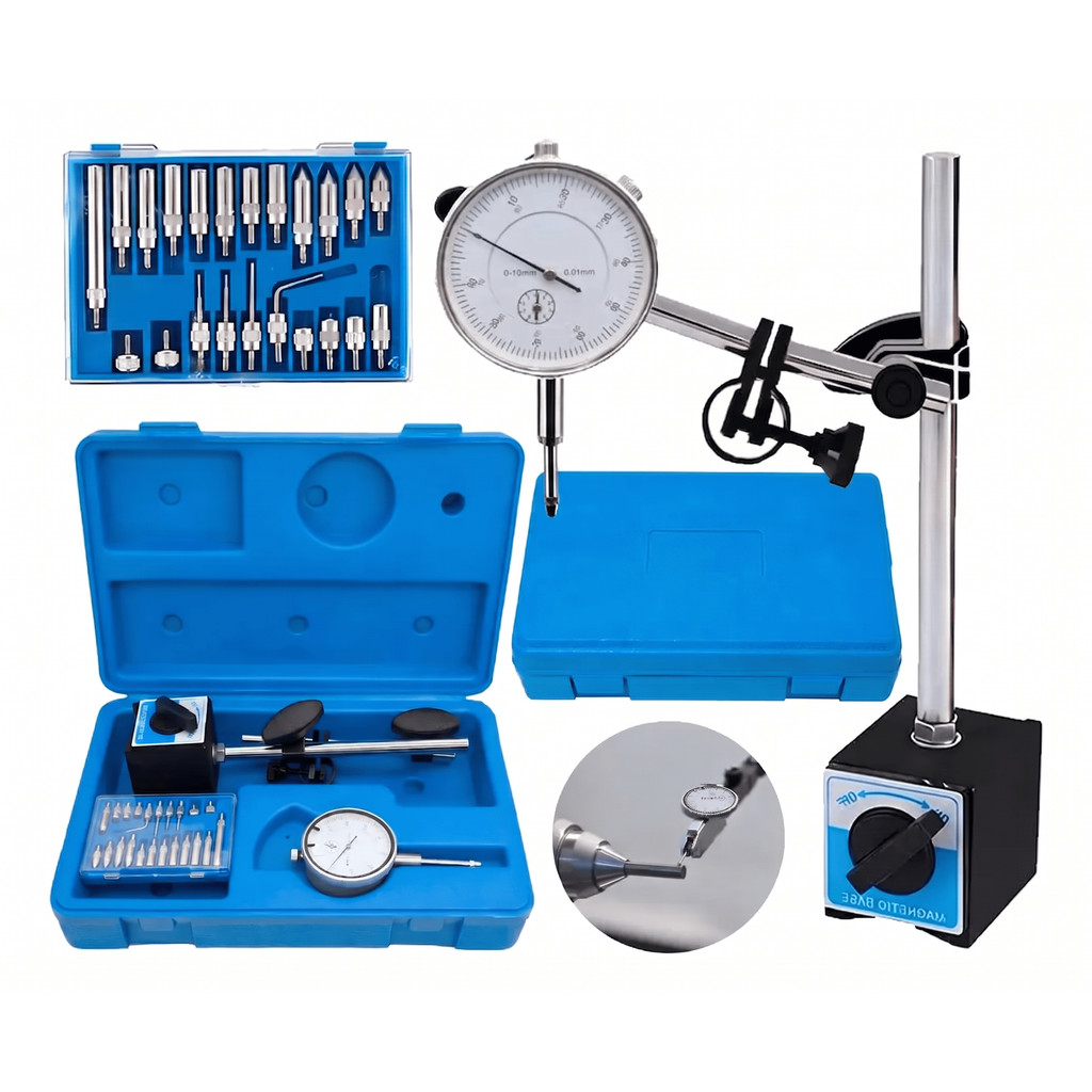 Kit Base Magnética Articulada + Relógio Comparador Alta Precisão