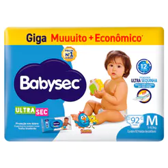 Fralda Babysec Ultrasec Giga Tamanho M 92 Unidades Descartáveis
