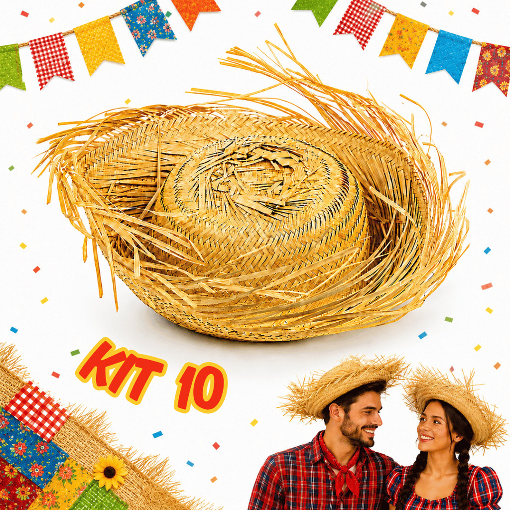 Kit Chapéu de Palha Festa Junina Desfiado