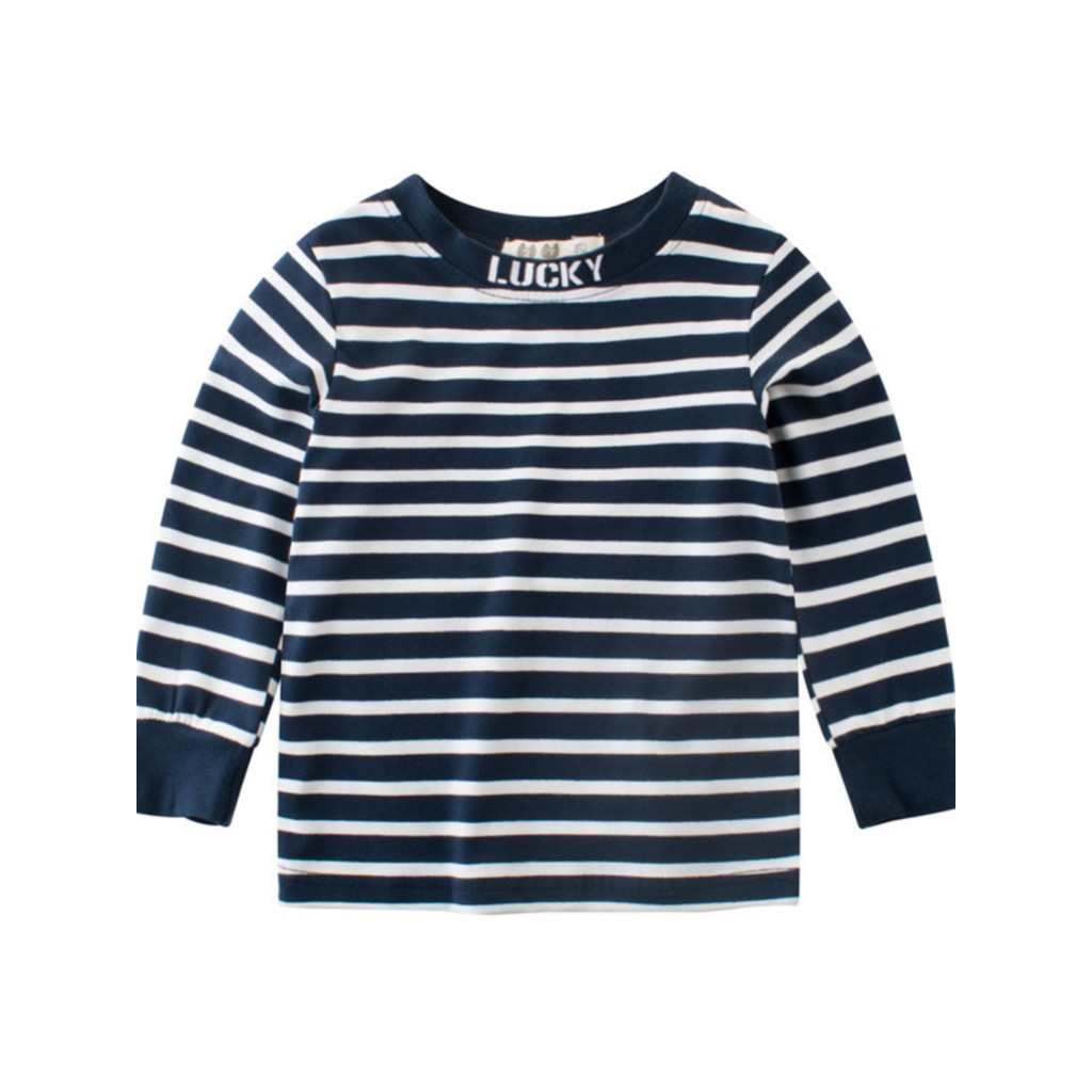27KIDS Roupas infantis Roupas de primavera Camiseta infantil Camisa de fundo para meninas Camisa listrada infantil média