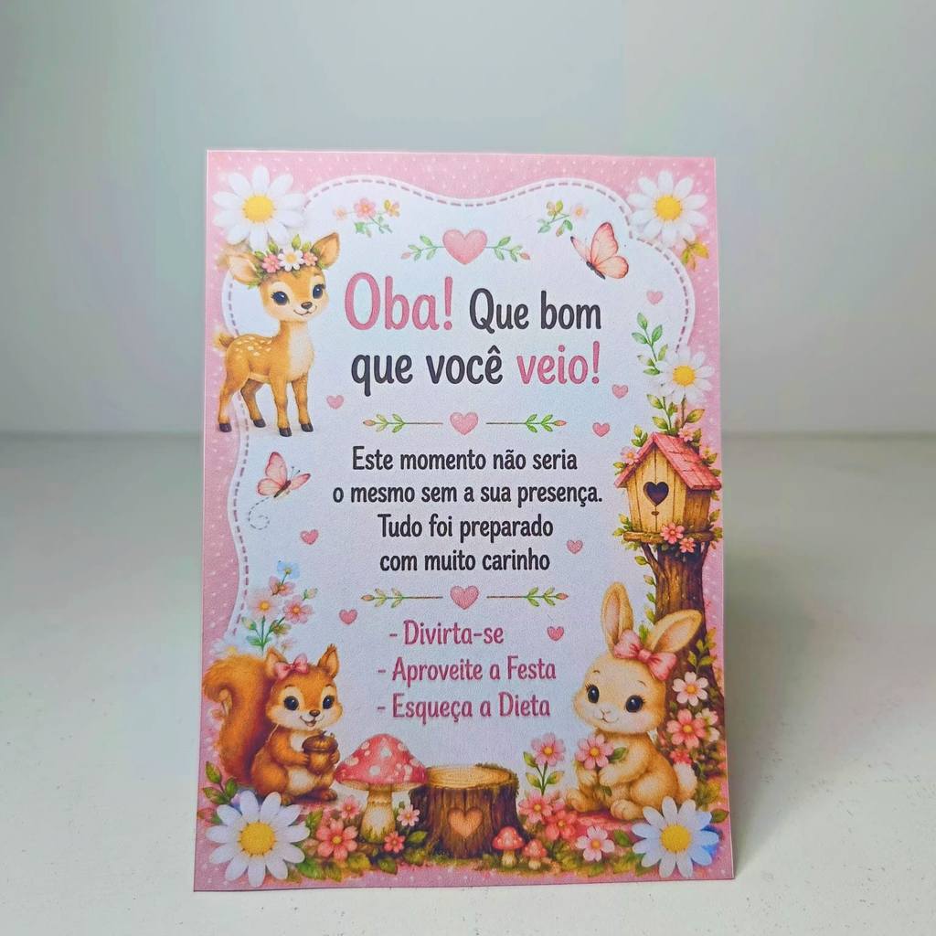 Plaquinha de Mesa Bosque Encantado Agradecimento  Centro de Mesa Decoraçao Festa Infanil  Aniversario Lembrancinha