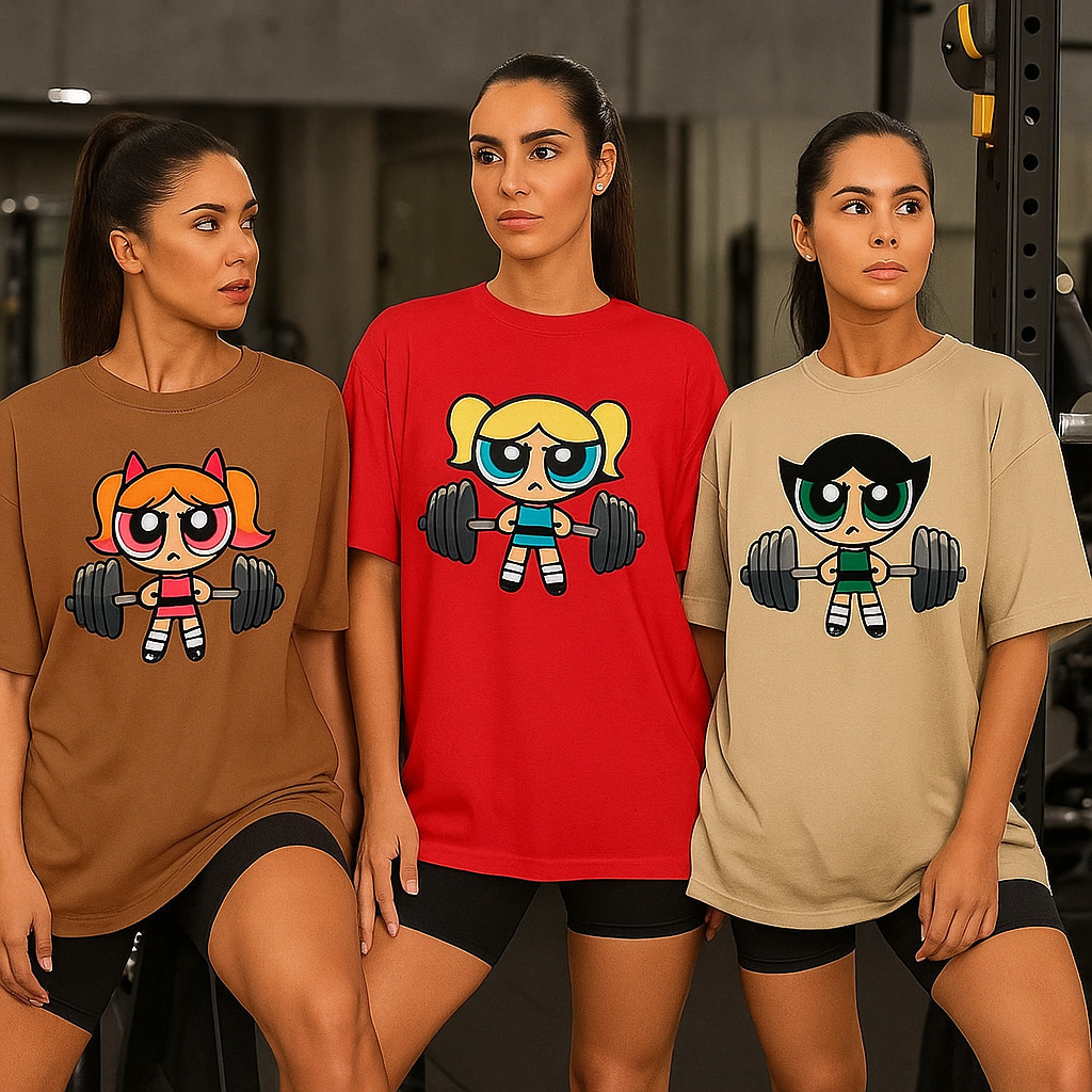 KIT 3 Camisetas academia Blusão Feminino Roupa de Academia Fitness Meninas Super Poderosas Treino