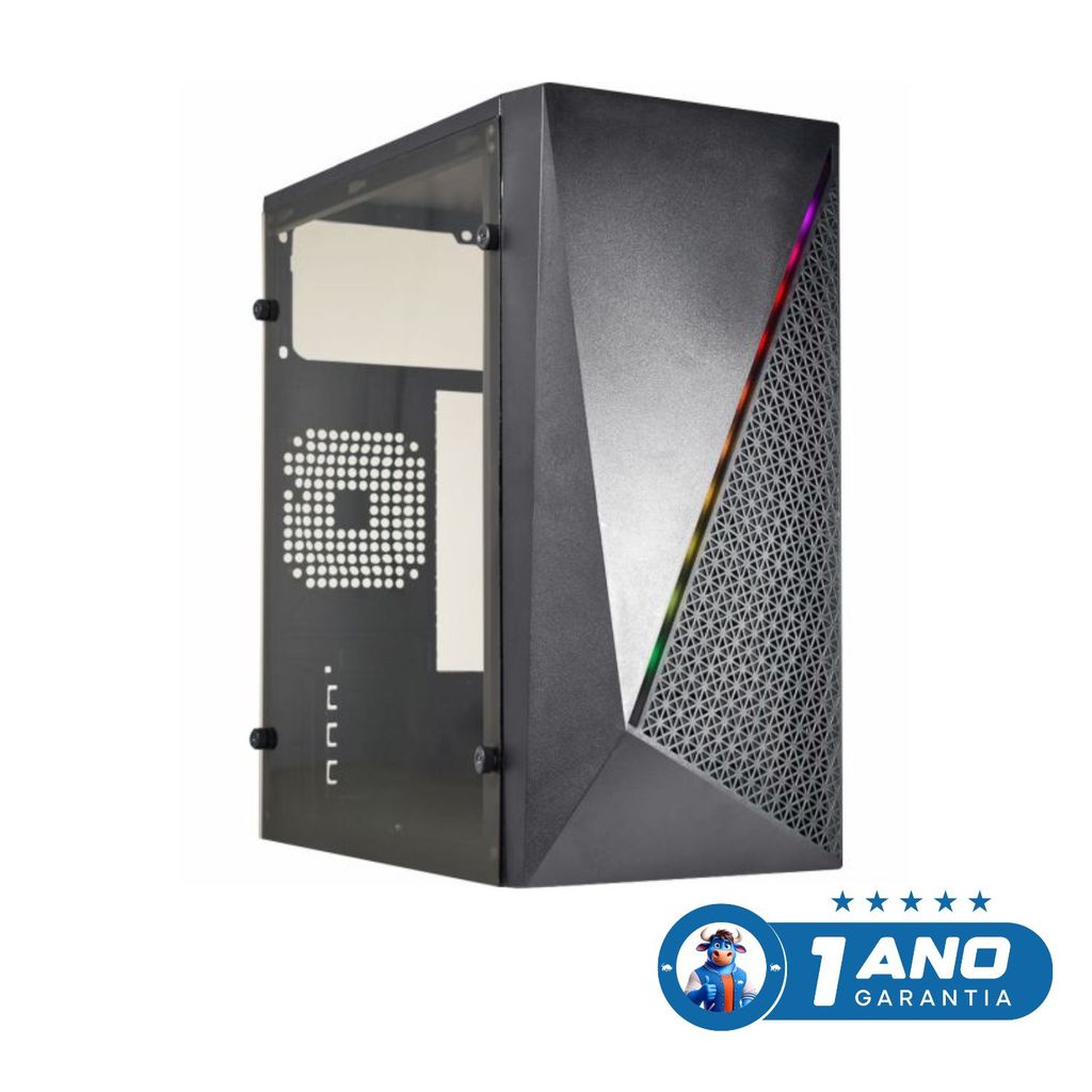 GABINETE GAMER MICRO CG15NX PRETO S/FONTE PAINEL C/LED FITA