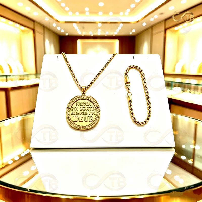 TB Mens ouro religião religião colar unisex moda premium 18K colar de ouro + pulseira conjunto