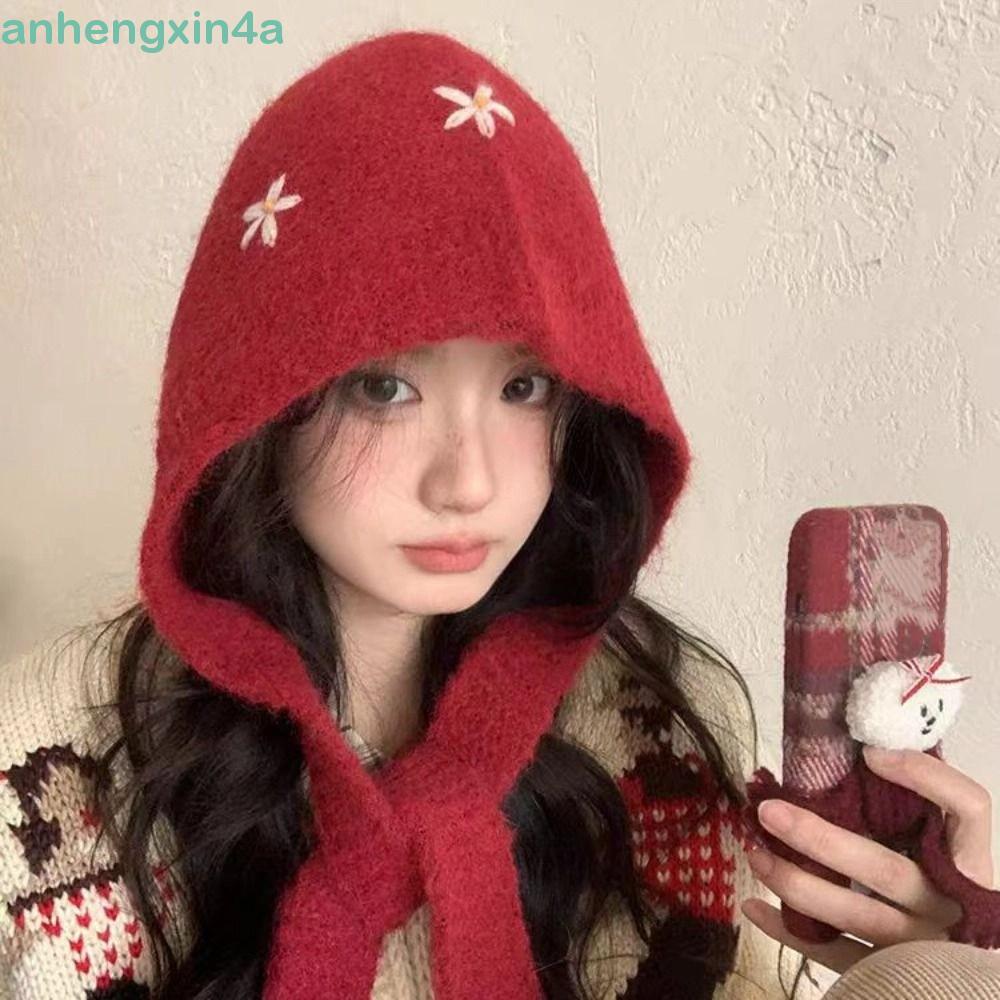 Chapéu Balaclava De Malha ANHENGXIN , Gorro Com Gola De Pescoço De Lã Doce , Boné Protetor Para Manter Aquecido