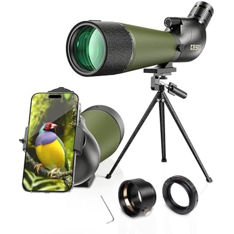 Gosky 20-60x80 Luneta De Foco Duplo Com Tripé , Bolsa De Transporte E Adaptador De Smartphone-Telescópio Angular BAK4-Es