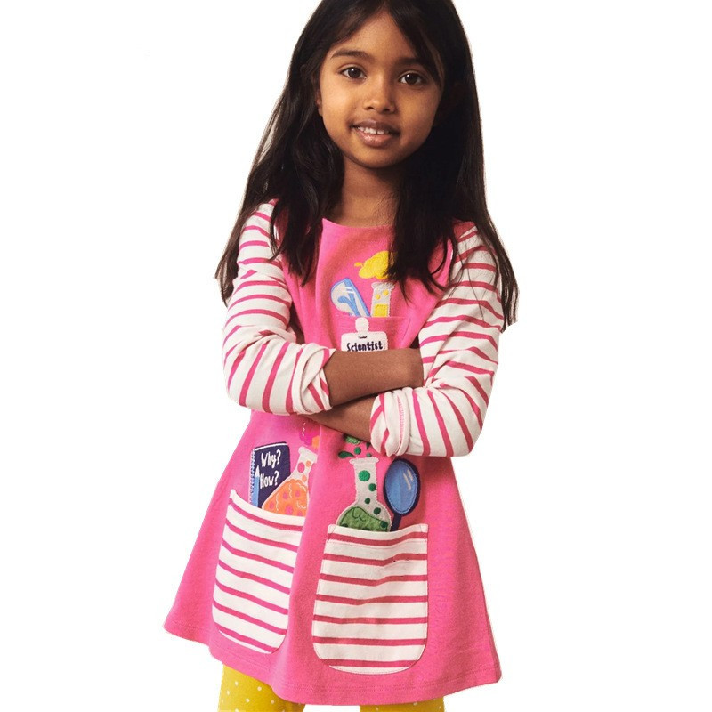 Outono novo estilo meninas vestido dos desenhos animados comércio exterior roupas infantis de manga comprida puro algodã