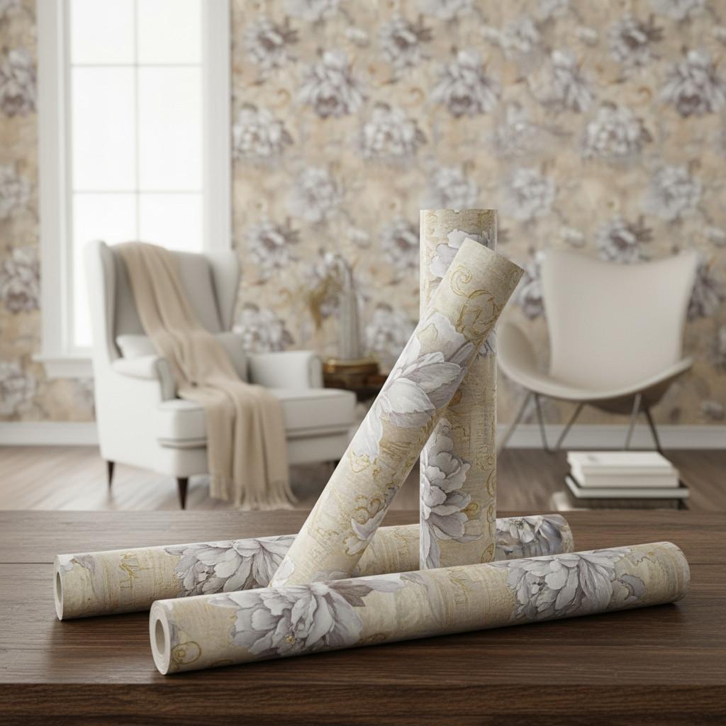 Papel De Parede Vinílico Floral Clássico Textura Premium