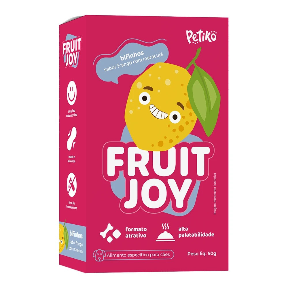Petisco Snack Bifinho Fruit Joy Sabor Frango com Maracujá - Para Cães 50g Pet...