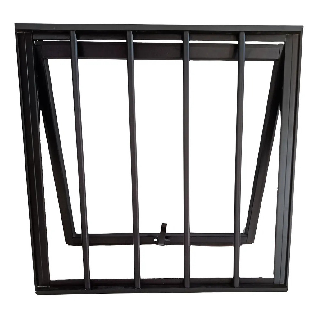 Vitro Max Ar 60x60 Alumínio Preto Com Grade Perfil Linha 25 Alumínio/preto