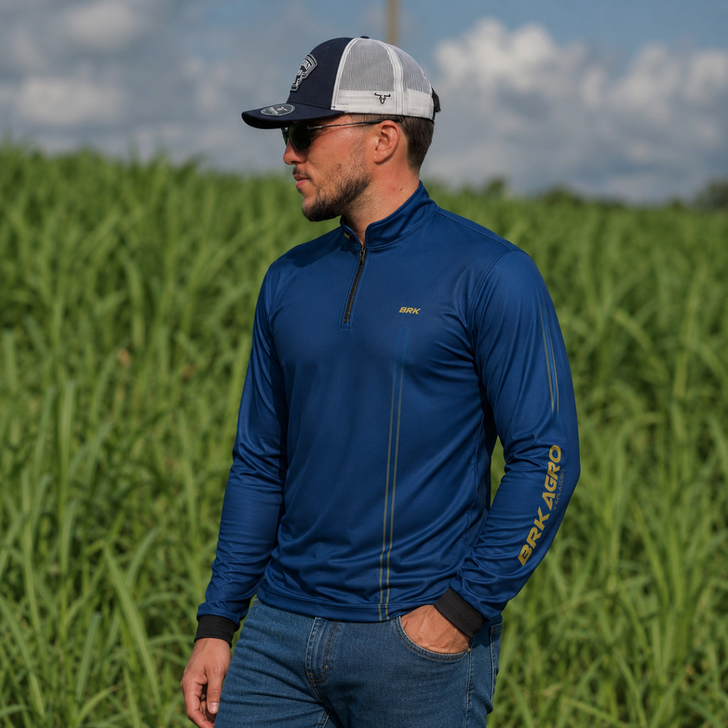 Camisa Camiseta Agro Térmica Masculina Brk Preta Lisa Trilha Esportiva Natação Futebol Proteção UV