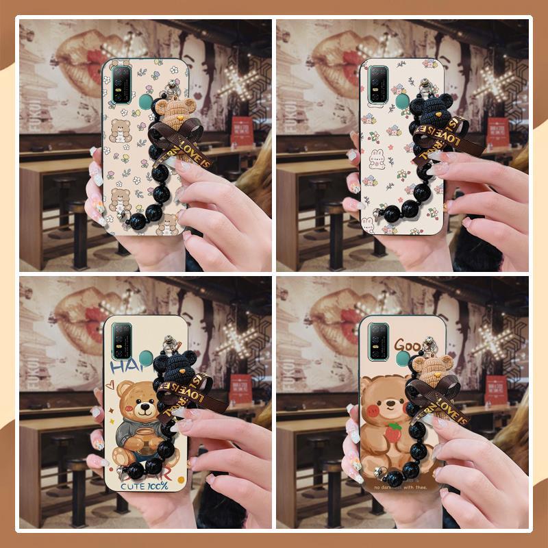 Capa Protetora À Prova D'água De Telefone Para Doogee N30 Pingente De Pérola Preta Macia De Desenho Animado Pulseira De