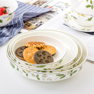 Prato de porcelana de osso de grande capacidade Prato profundo de cerâmica Prato de sopa Prato de arroz coreano Prato de