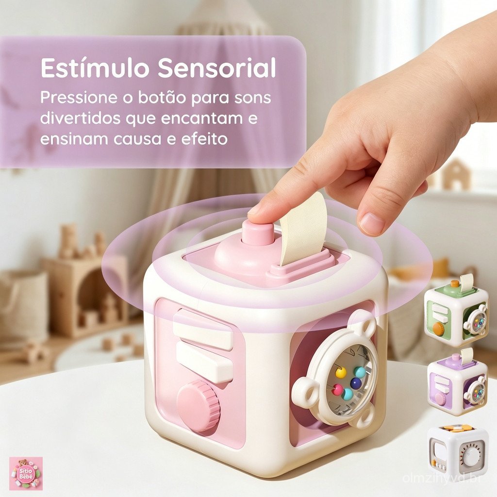 Brinquedos Educativos Montessori 6 em 1, Painel Sensorial para Prática de Habilidades do Bebê, Cubo com Gaveta, Brinqued
