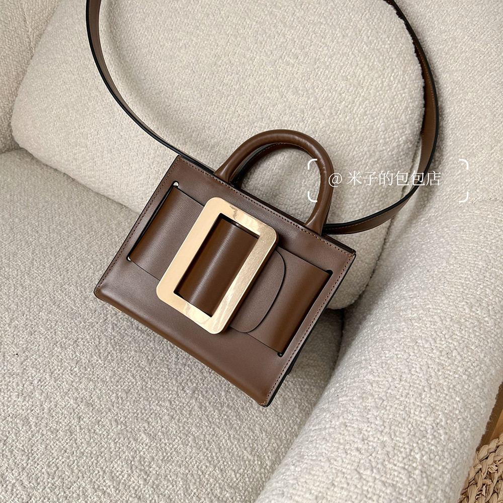 Mizijia luz luxo High-End boyy bobby 18cm pequena fivela quadrada interior exterior completa primeira camada de couro fe