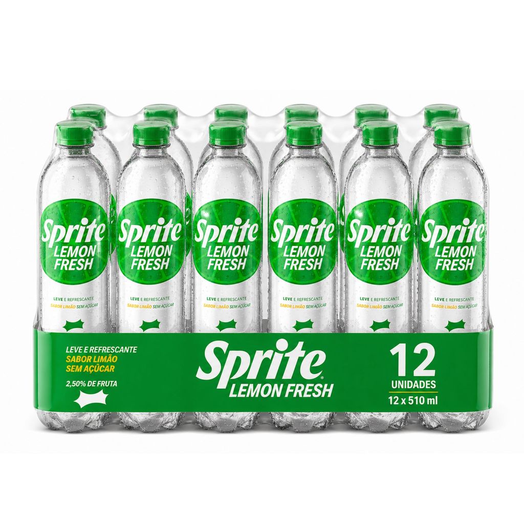 Refrigerante Sprite Lemon Fresh Limão 510ml S/ Açúca 12 Unidades