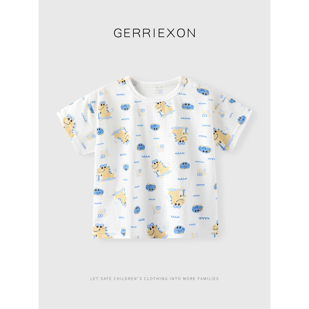 Verão novo estilo dos desenhos animados meninos camiseta de manga curta algodão macio confortável skate dinossauro pele-