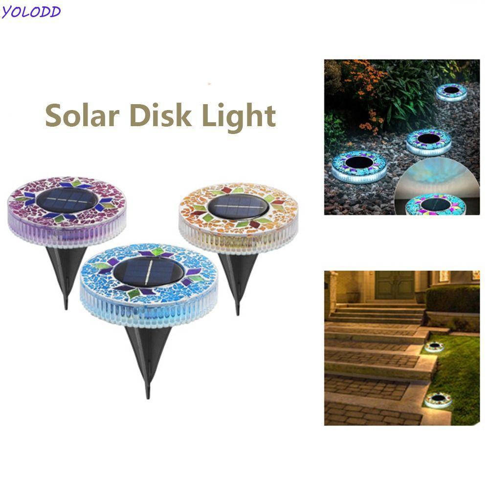 Luz De Disco Solar YOLODD , Sensor Liga/Crepúsculo Ao Amanhecer Automático LED Luzes De Estaca De Jardim , Colorida Para