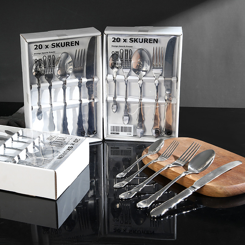 Suécia pedido Original Y casa de aço inoxidável conjunto de talheres de comida ocidental faca garfo colher conjunto de 2