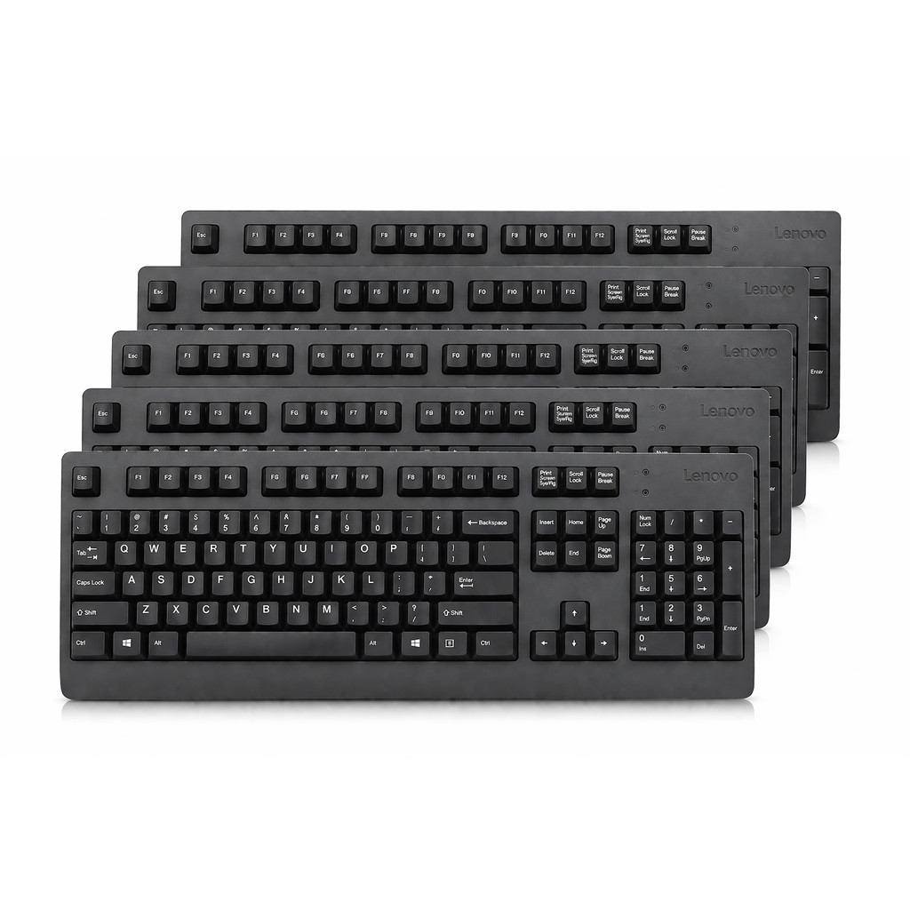 Kit 5 Unidades de Teclado LENOVO Português Abnt2 Preto Wired Usb Perfil ALTO Coorporativo Empresarial