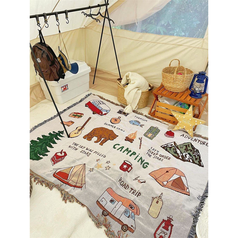 Tenda decoração cobertor de acampamento americano Retro tapeçaria tapete ao ar livre cobertor capa sofá cobertor RV Bar