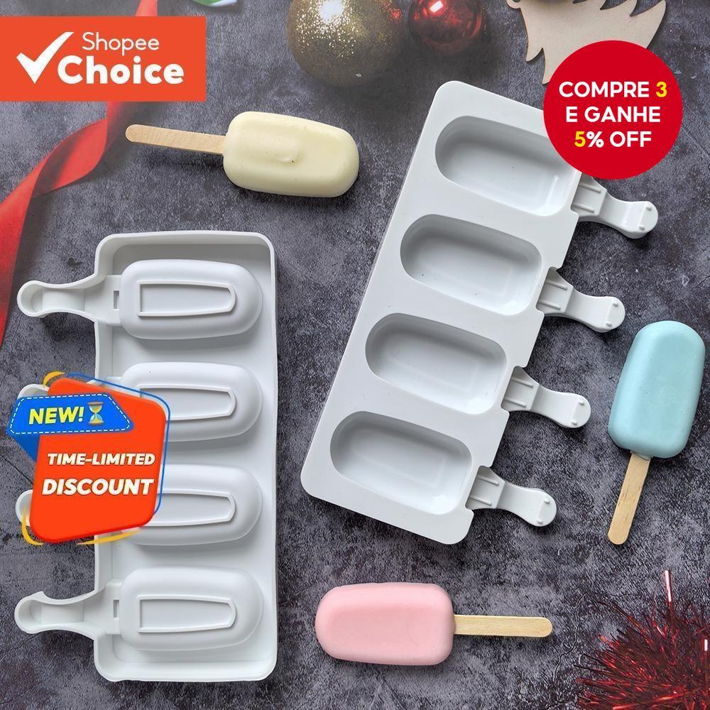 1pc Molde De Sorvete De Silicone Oval Picolé Pudim De Chocolate Bolo Fazendo Ferramenta (Sem Tampa Vara De Madeira)
