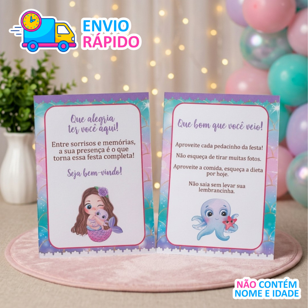 Plaquinhas de mesa Sereia - PRONTA ENTREGA - kit festa Lembrancinhas mimos decoração aniversário centro personalizados