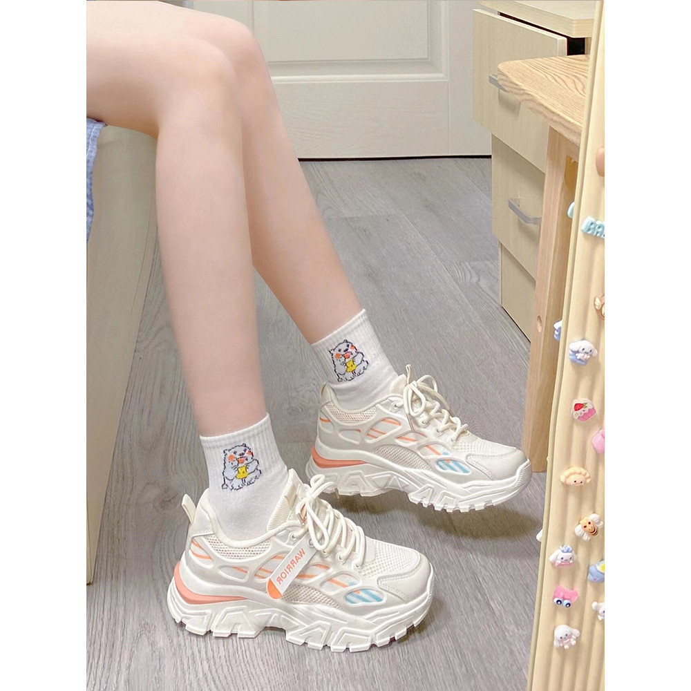 Puxar para trás sapatos femininos papai sapatos femininos 2025 verão novo estilo de sola grossa sapatos casuais feminino
